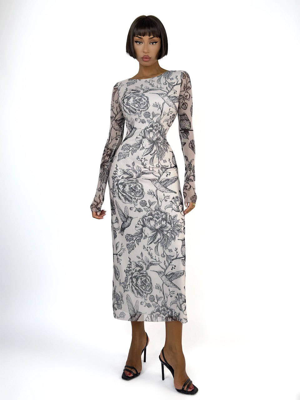 Midi Dress FLORAL NUDE