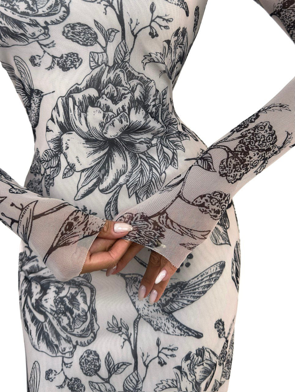 Midi Dress FLORAL NUDE