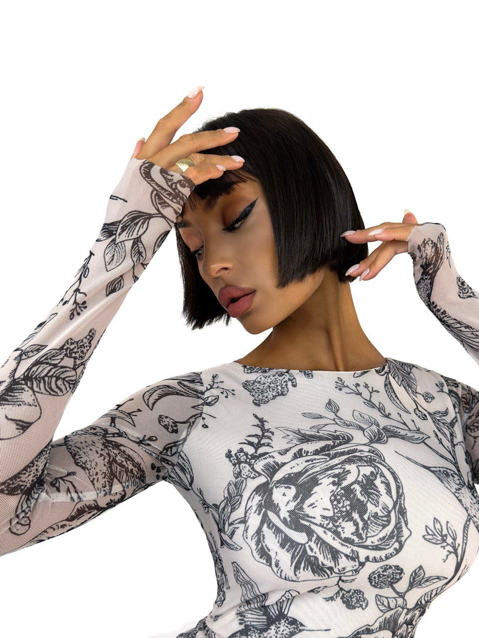 Midi Dress FLORAL NUDE