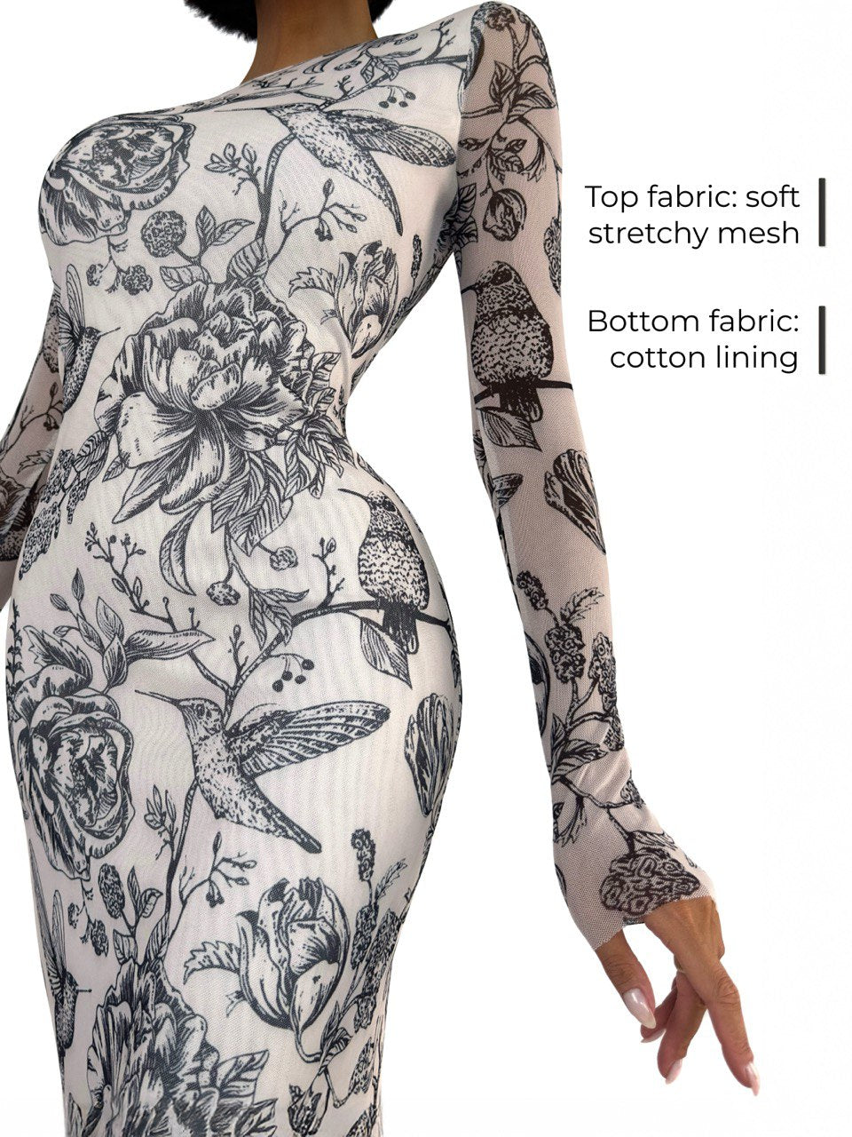 Midi Dress FLORAL NUDE